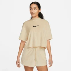 Nike W NSW Mock SS Tee Terry MS Damen T-Shirt