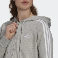 Adidas Hoodie Essentials French Terry 3-Stripes - Grau/Weiß Damen -Tentree shop 603861808575