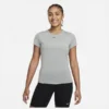 Nike Training T-Shirt Dri-FIT One Slim - Grau/Schwarz Damen