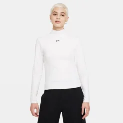 Nike Shirt NSW Essentials - Weiß/Schwarz Damen