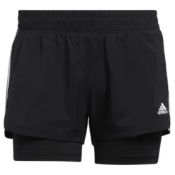 Adidas Shorts Two In One Pacer 3-Stripes Woven - Schwarz Damen