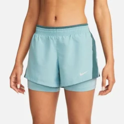 Nike Laufshorts 10K 2IN1 - Blau/Grün/Grau Damen