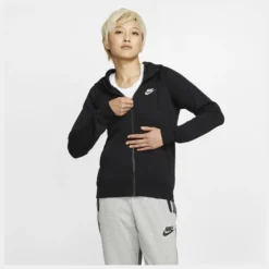 Nike Hoodie NSW Essential Fleece - Schwarz/Weiß Damen